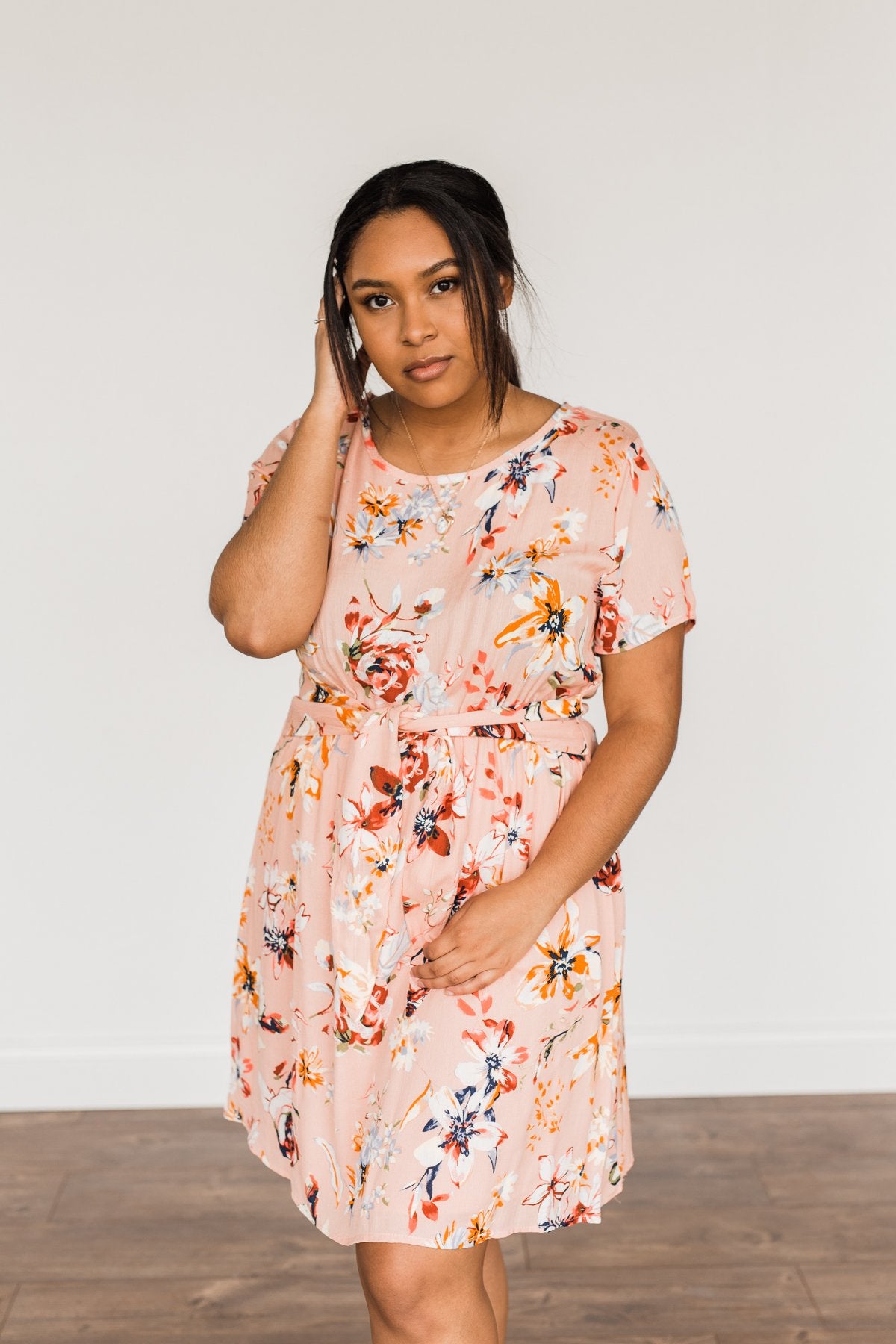 Doing Something Right Floral Dress- Peach