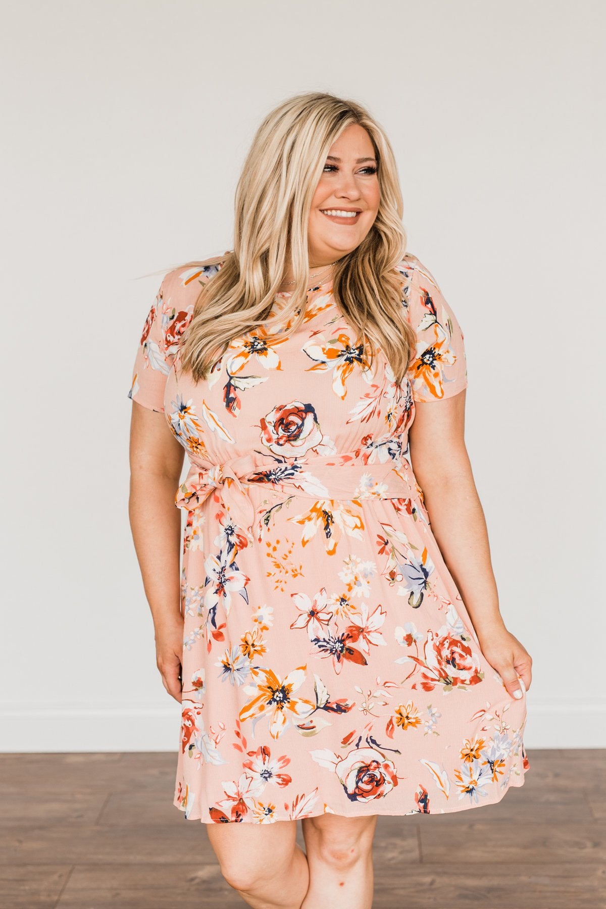 Doing Something Right Floral Dress- Peach