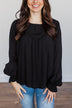 Good For You Long Sleeve Blouse- Black