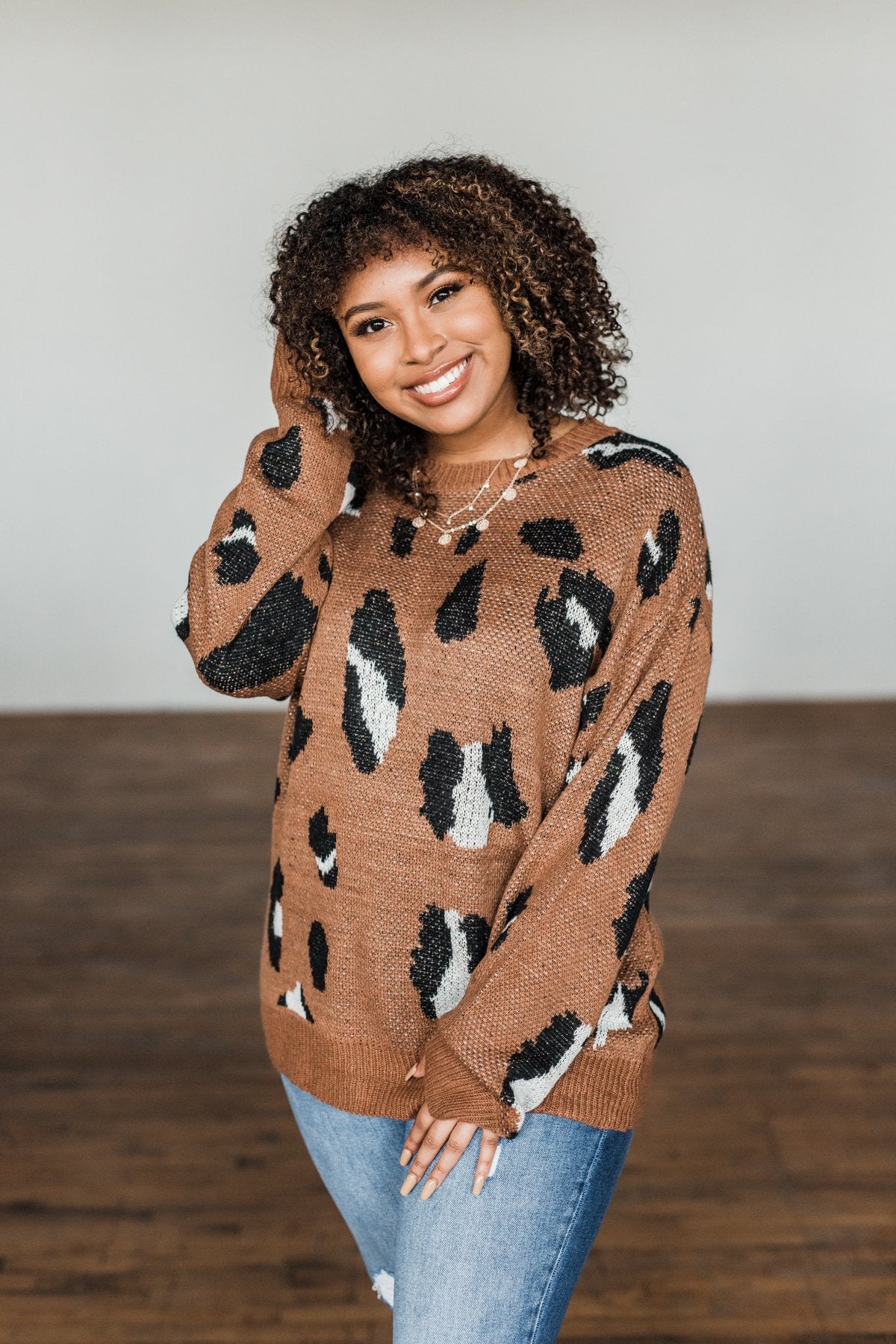 Anywhere We Go Animal Print Sweater- Brown – The Pulse Boutique