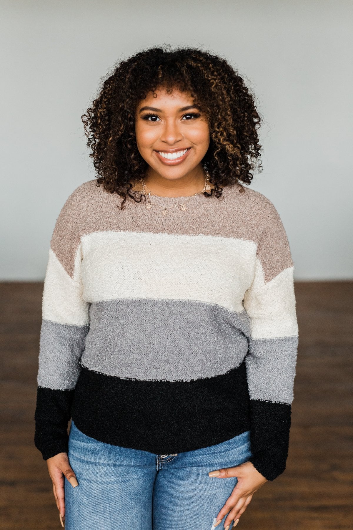 Black color block clearance sweater