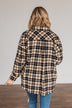 Staying In Love Frayed Flannel- Black & Beige