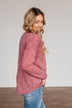 Feeling Lovely Long Sleeve Shirt- Burgundy