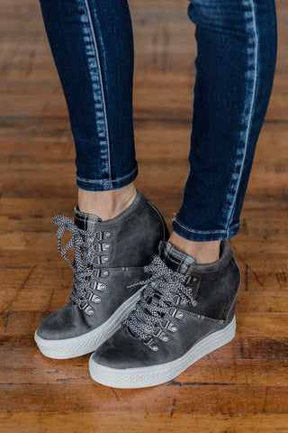 Gray on sale wedge sneakers