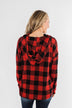 Brand New Day Drawstring Hoodie- Buffalo Plaid