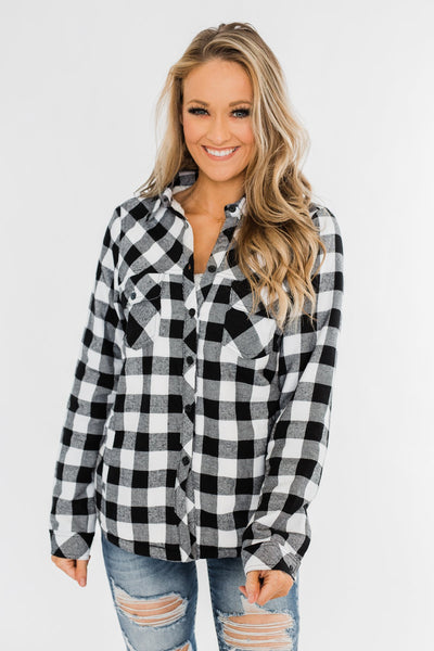 Warm Me Up Button Up Jacket- Black & White – The Pulse Boutique