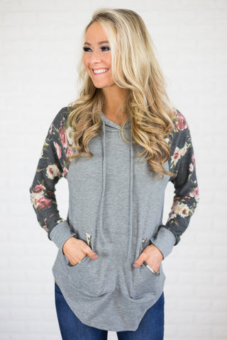 Floral best sale sleeve hoodie