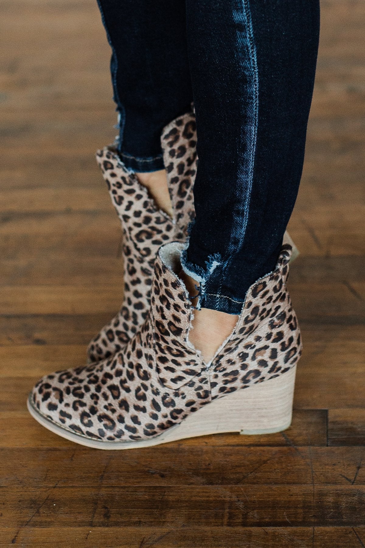 Leopard wedge booties deals