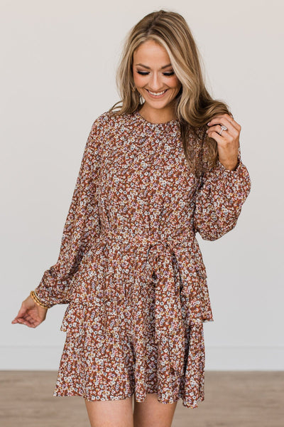 Blessed Beyond Belief Floral Dress- Dark Rust – The Pulse Boutique