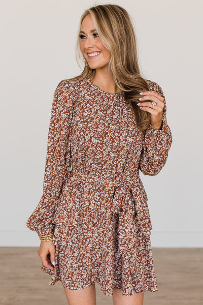 Blessed Beyond Belief Floral Dress- Dark Rust – The Pulse Boutique