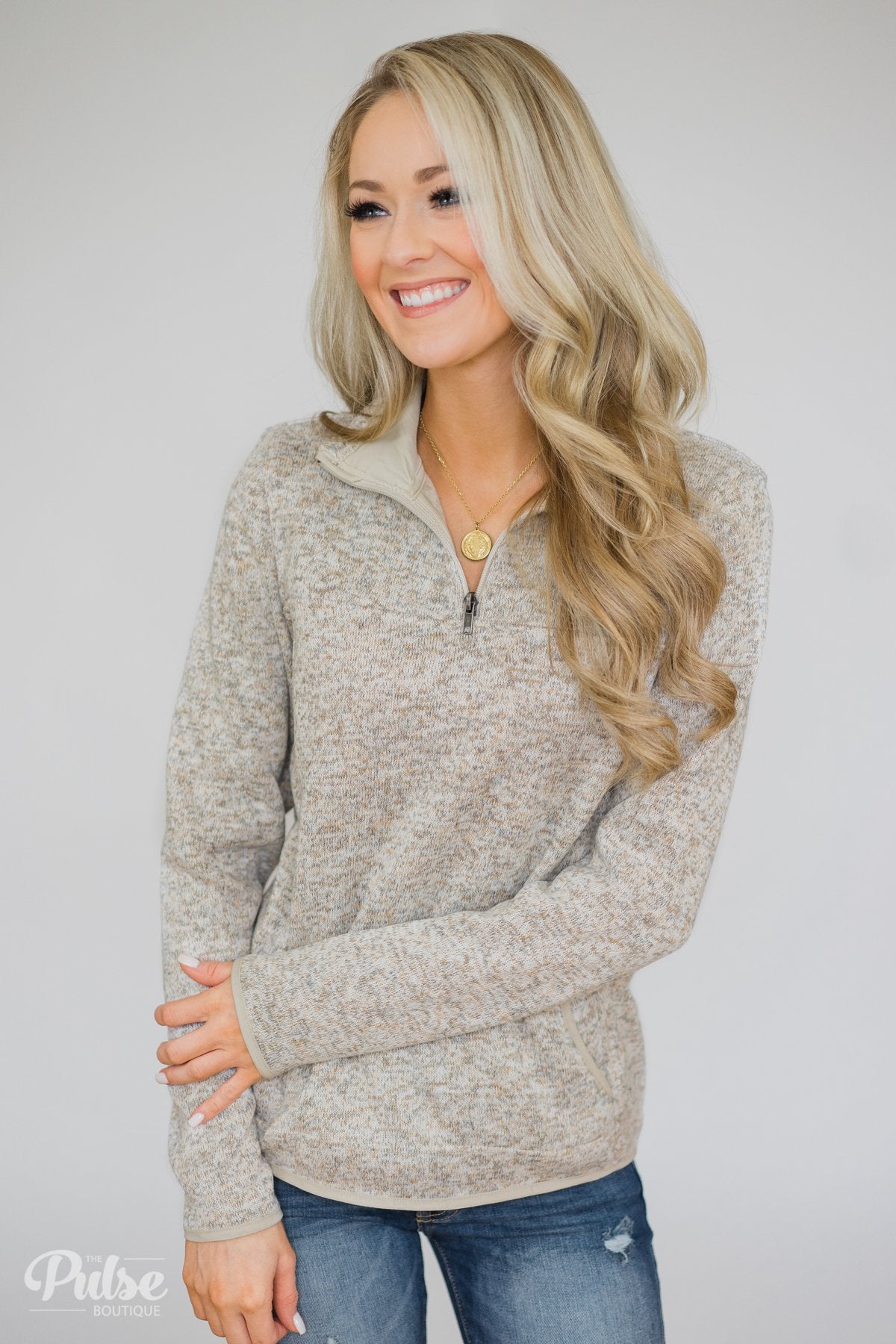 Thread & Supply Pullover Quarter Zip- Heather Oatmeal – The Pulse Boutique