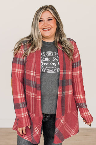 Womens red plaid on sale cardigan