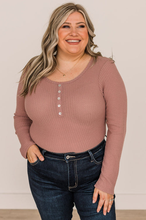 Enjoy The Moment Button Knit Top- Dusty Rose – The Pulse Boutique