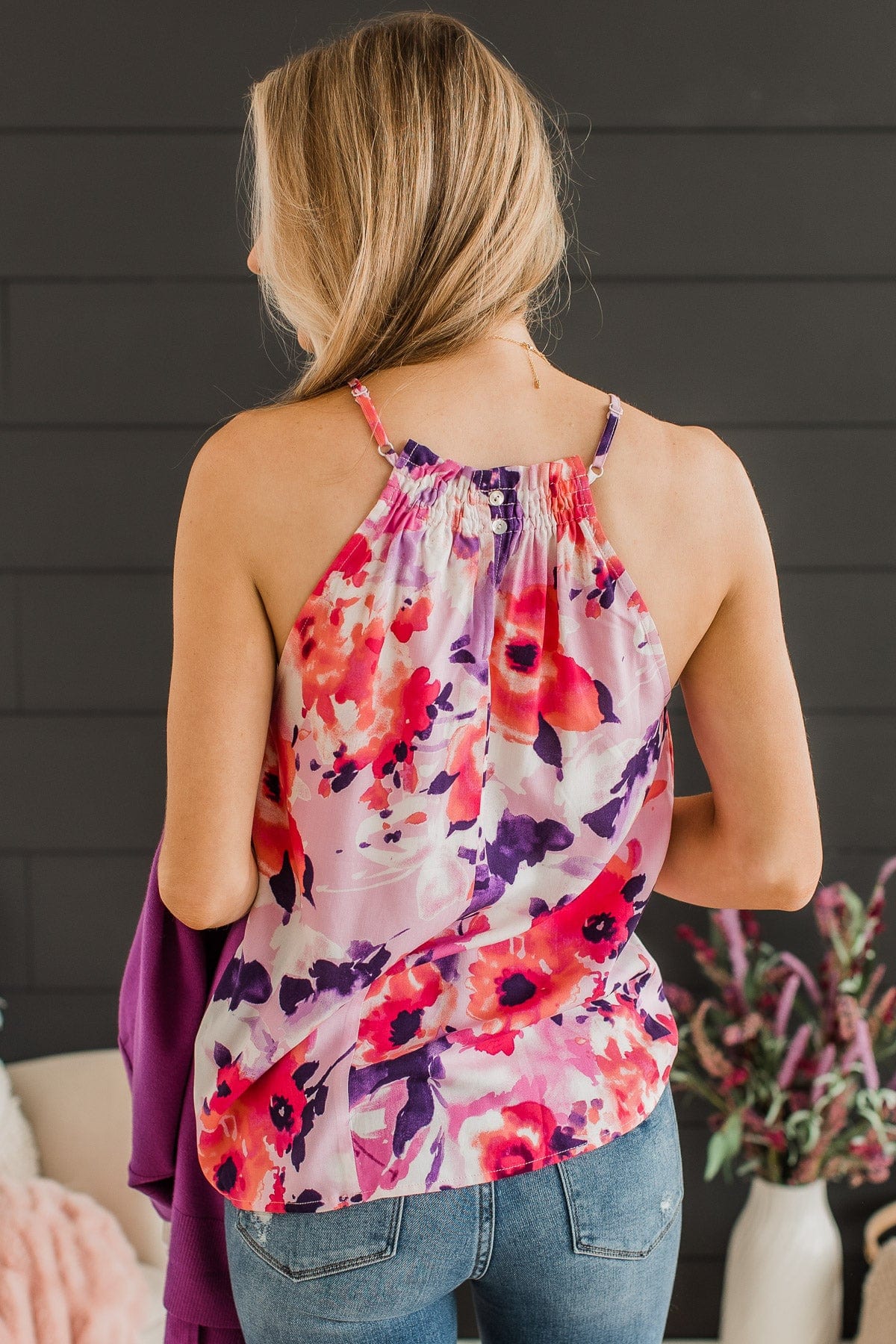 Feeling A Connection Floral Tank Top- Pink & Purple – The Pulse Boutique