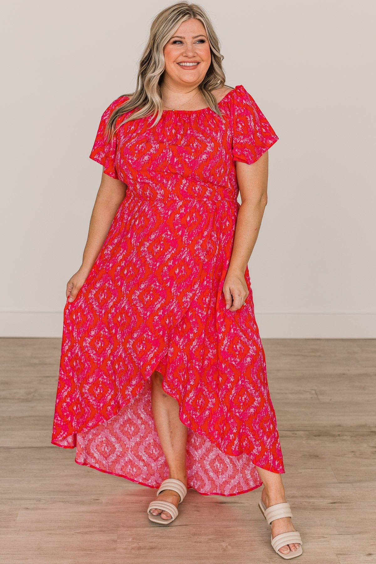 Day In The Sun Hi-Low Maxi Dress- Hot Pink & Red – The Pulse Boutique