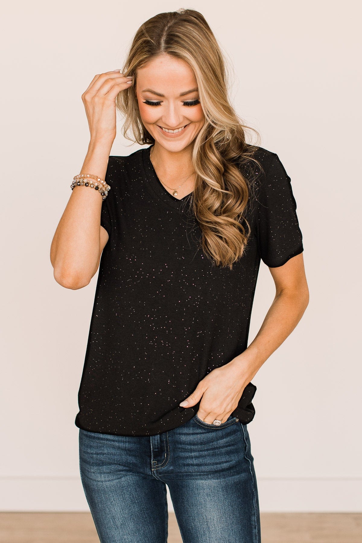 Keep Shining Glitter Knit Top- Black – The Pulse Boutique