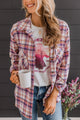 Running To You Plaid Button Top- Cream & Magenta