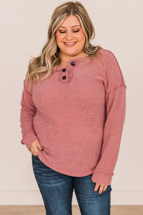 Lay It On Me Ribbed V-Neck Top- Dusty Rose – The Pulse Boutique