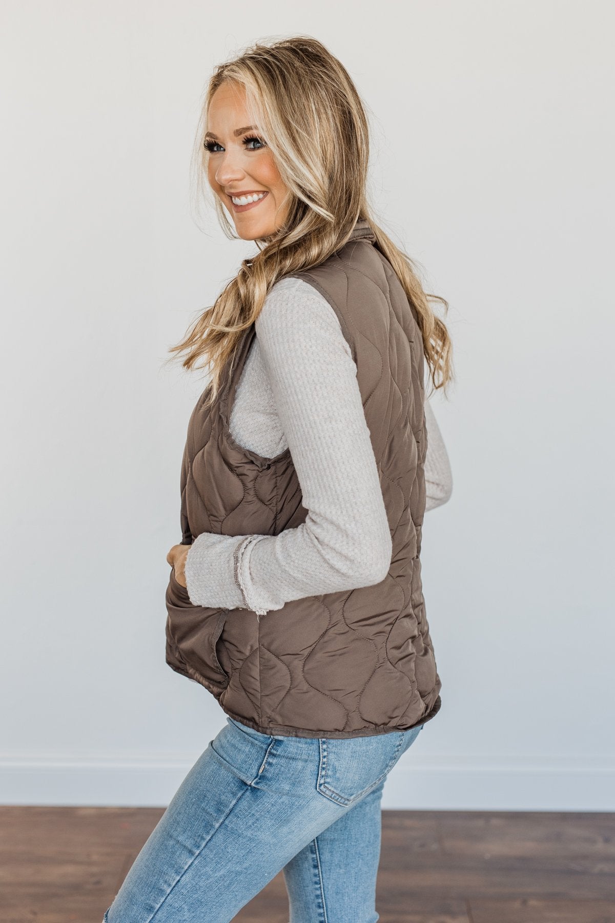 Puffer Vest - Dark brown - Ladies