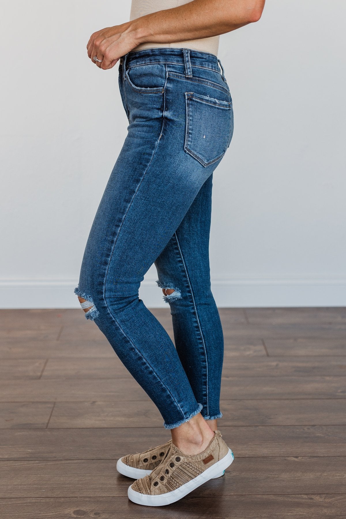 Vervet High Rise Raw Hem Skinny Jeans- Dana Wash