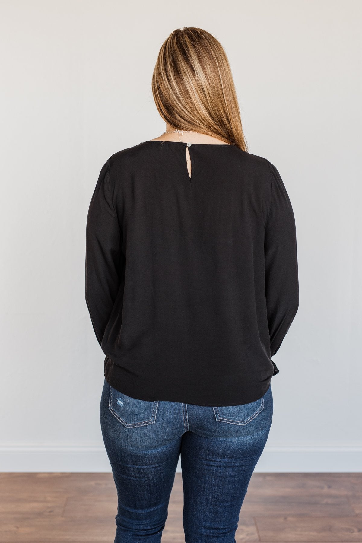 Good For You Long Sleeve Blouse- Black