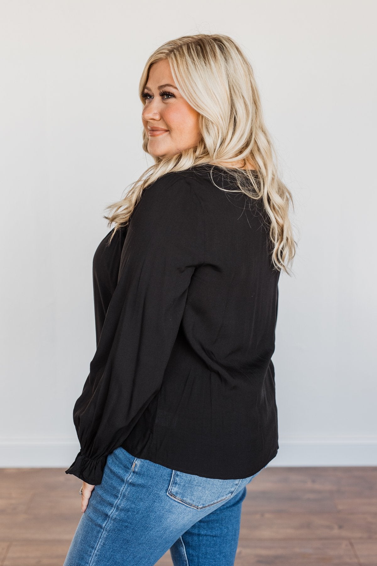 Good For You Long Sleeve Blouse- Black