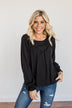 Good For You Long Sleeve Blouse- Black