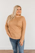 Blustery Days Thermal Knit Pocket Top- Dusty Camel