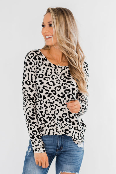 Long Sleeve Cutout Back Top- Cream & Leopard – The Pulse Boutique