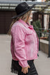 Risk Taker Embellished Jean Jacket- Pink