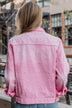 Risk Taker Embellished Jean Jacket- Pink