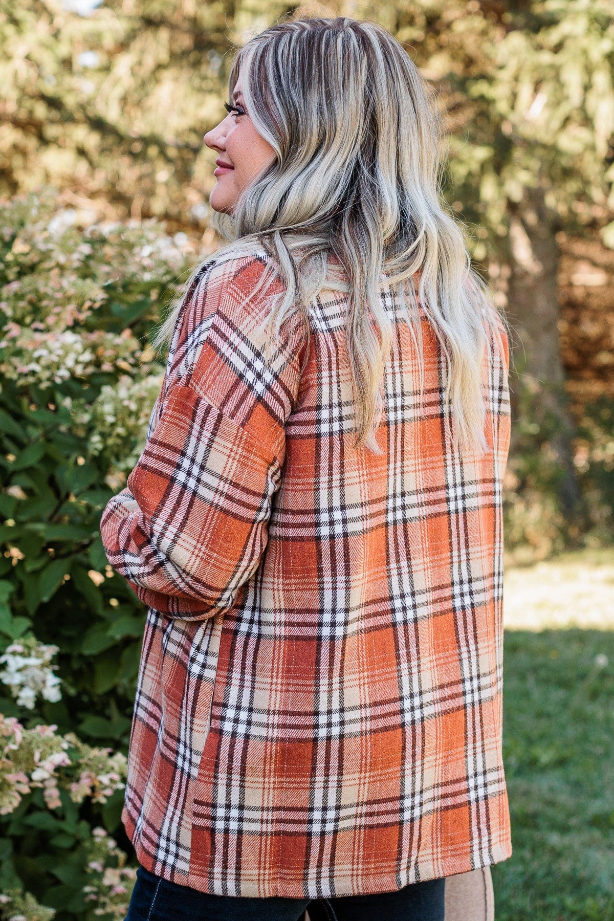 Element Burnt Orange Plaid Button Up store Coat