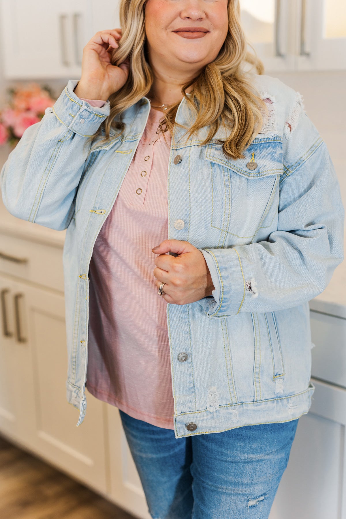 Keep Them Talking Denim Jacket- Light Wash