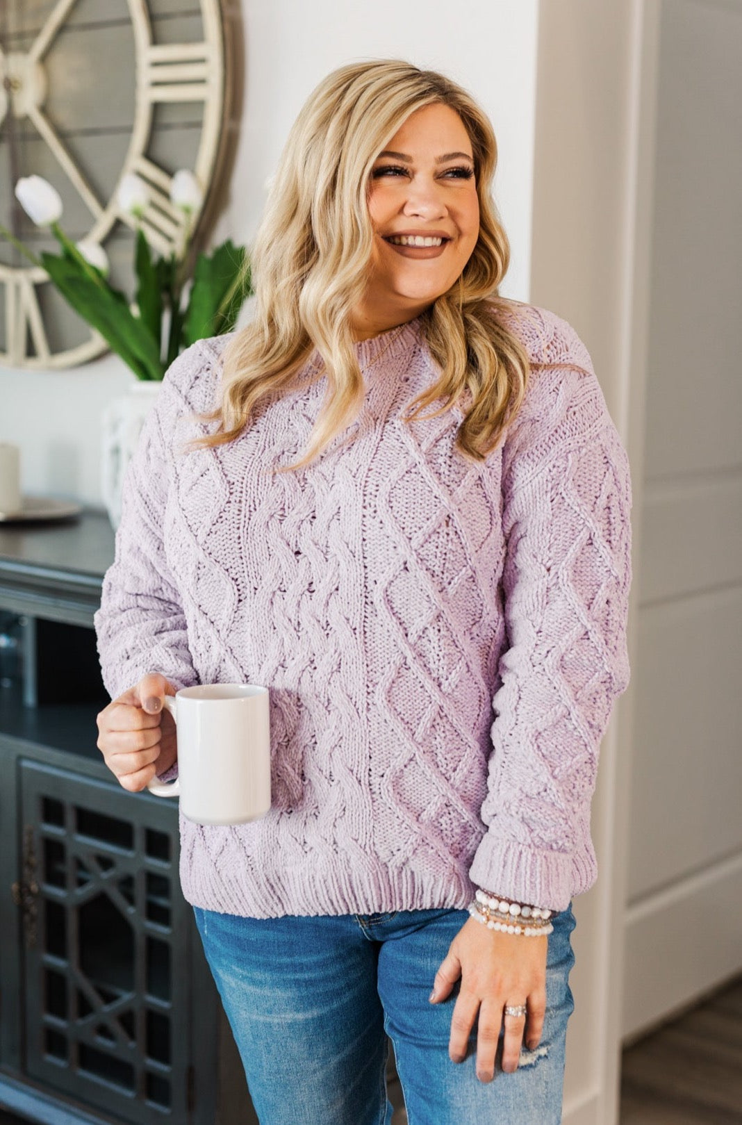 Where Life Leads Chenille Knit Sweater Lilac