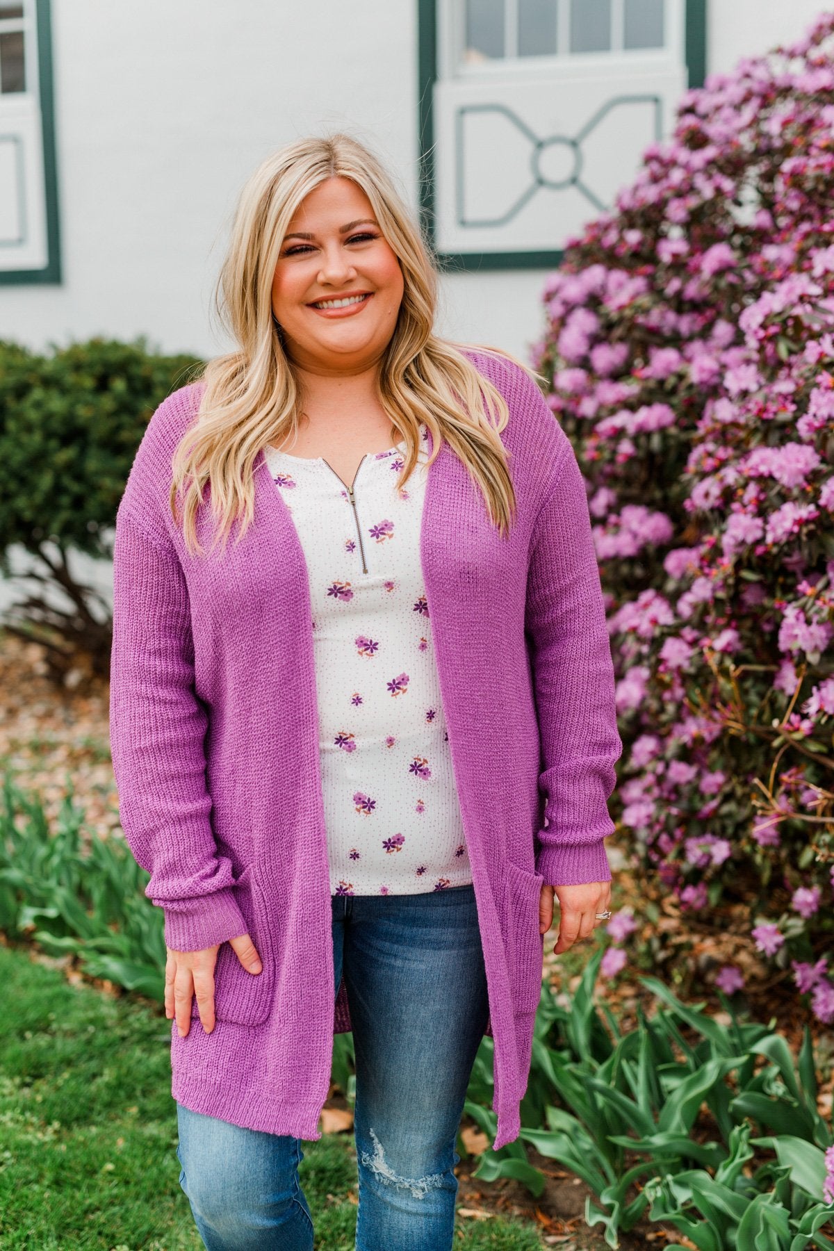 Time For An Adventure Knit Cardigan- Dark Orchid