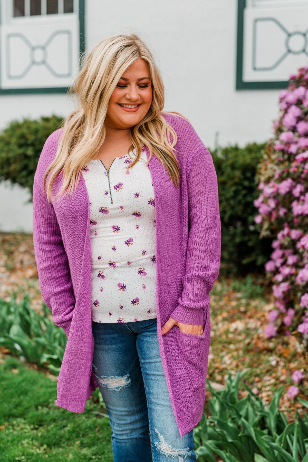 Time For An Adventure Knit Cardigan- Dark Orchid