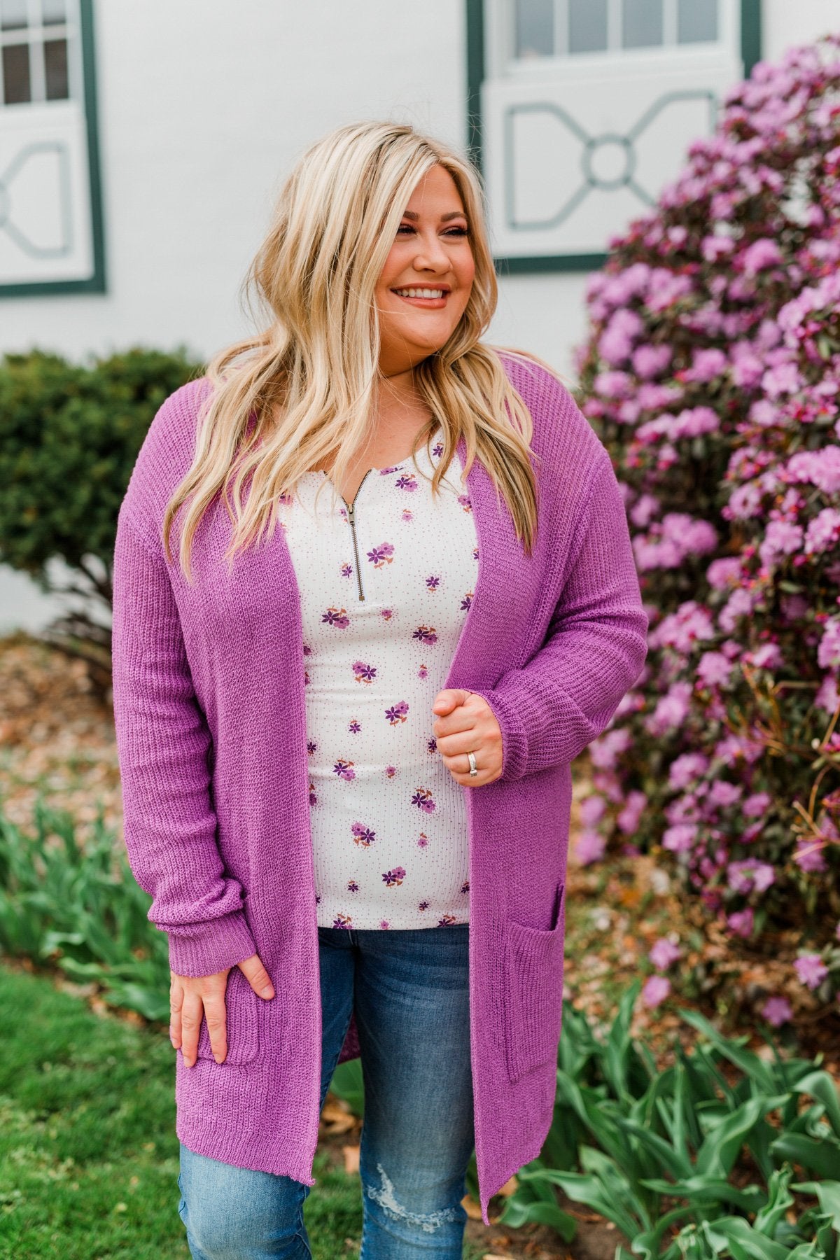 Time For An Adventure Knit Cardigan- Dark Orchid