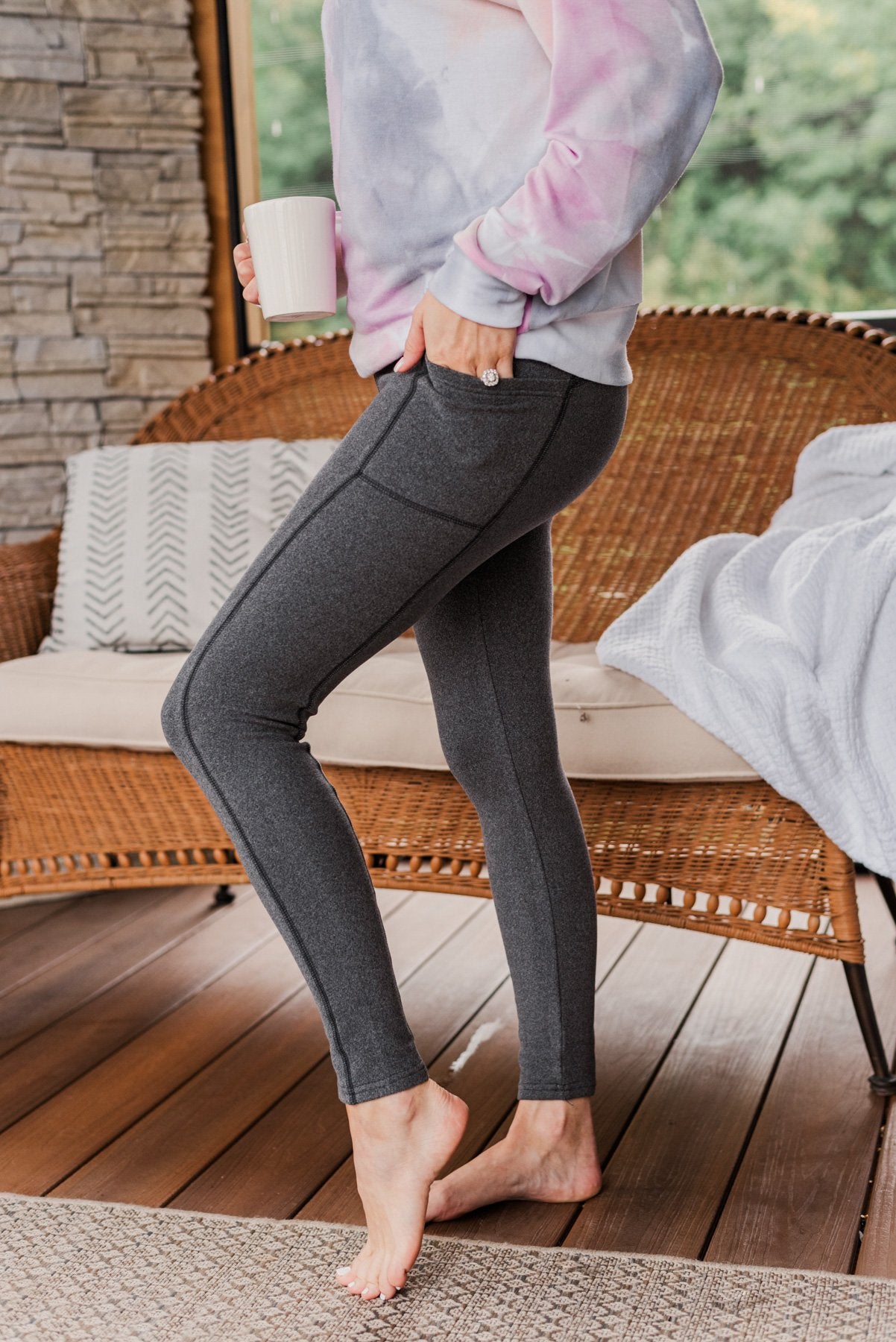 Aerie fleece lined leggings with pockets