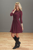 All Buttoned Up Dress - Burgundy