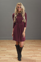 All Buttoned Up Dress - Burgundy