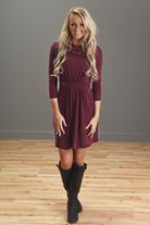 All Buttoned Up Dress - Burgundy