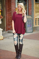 Aztec Pocket Top Burgundy