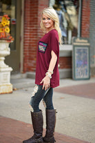 Aztec Pocket Top Burgundy