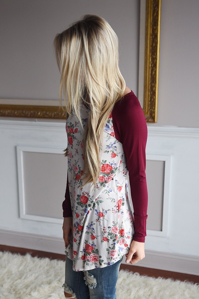 Blooming Love Top ~ Burgundy