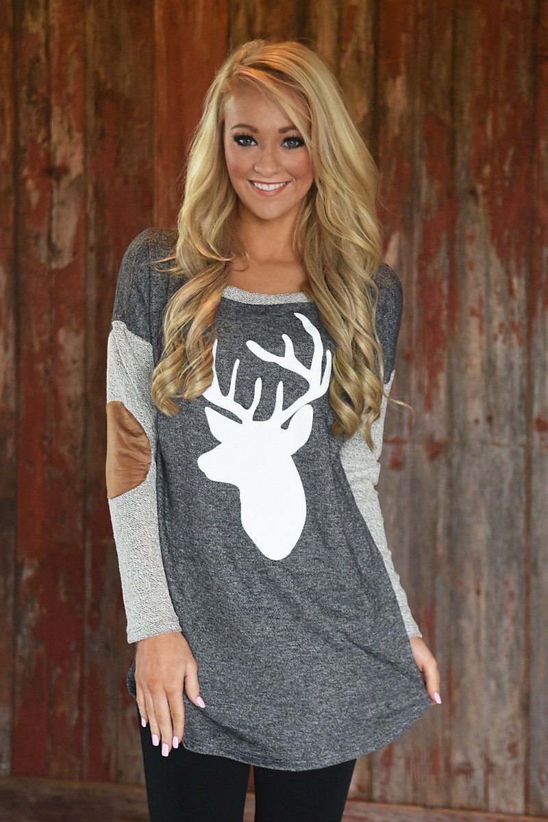 Deer Elbow Patch Top