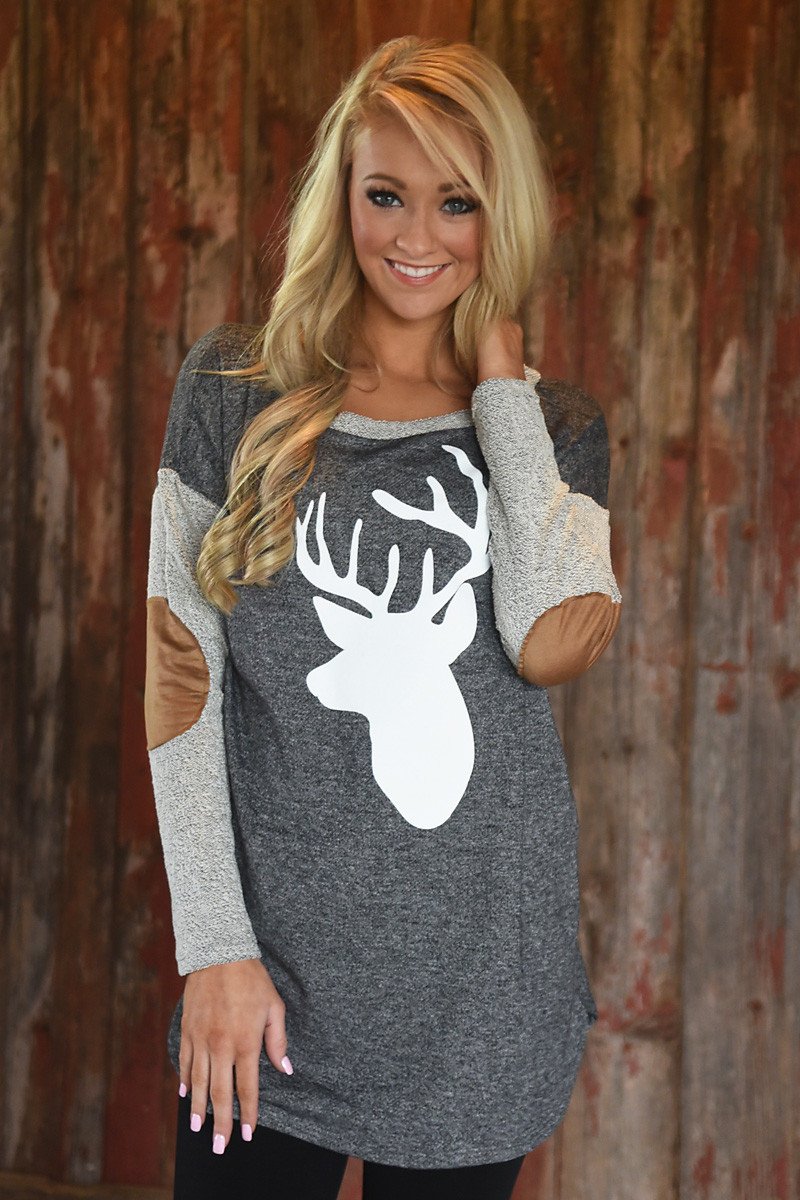 Deer Elbow Patch Top