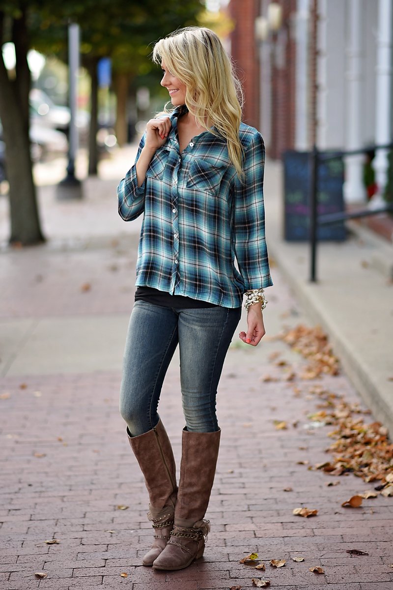 Electric Blue Plaid Top