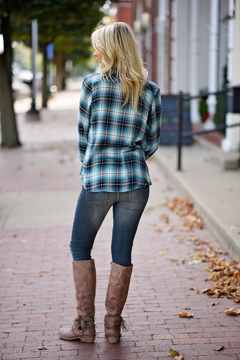 Electric Blue Plaid Top