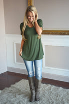 Essential Olive Top ~ Short Sleeve