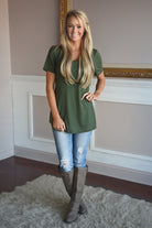 Essential Olive Top ~ Short Sleeve